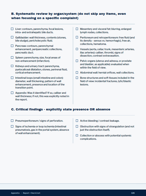 Protected sample of the Appendix report checklist, page 135
