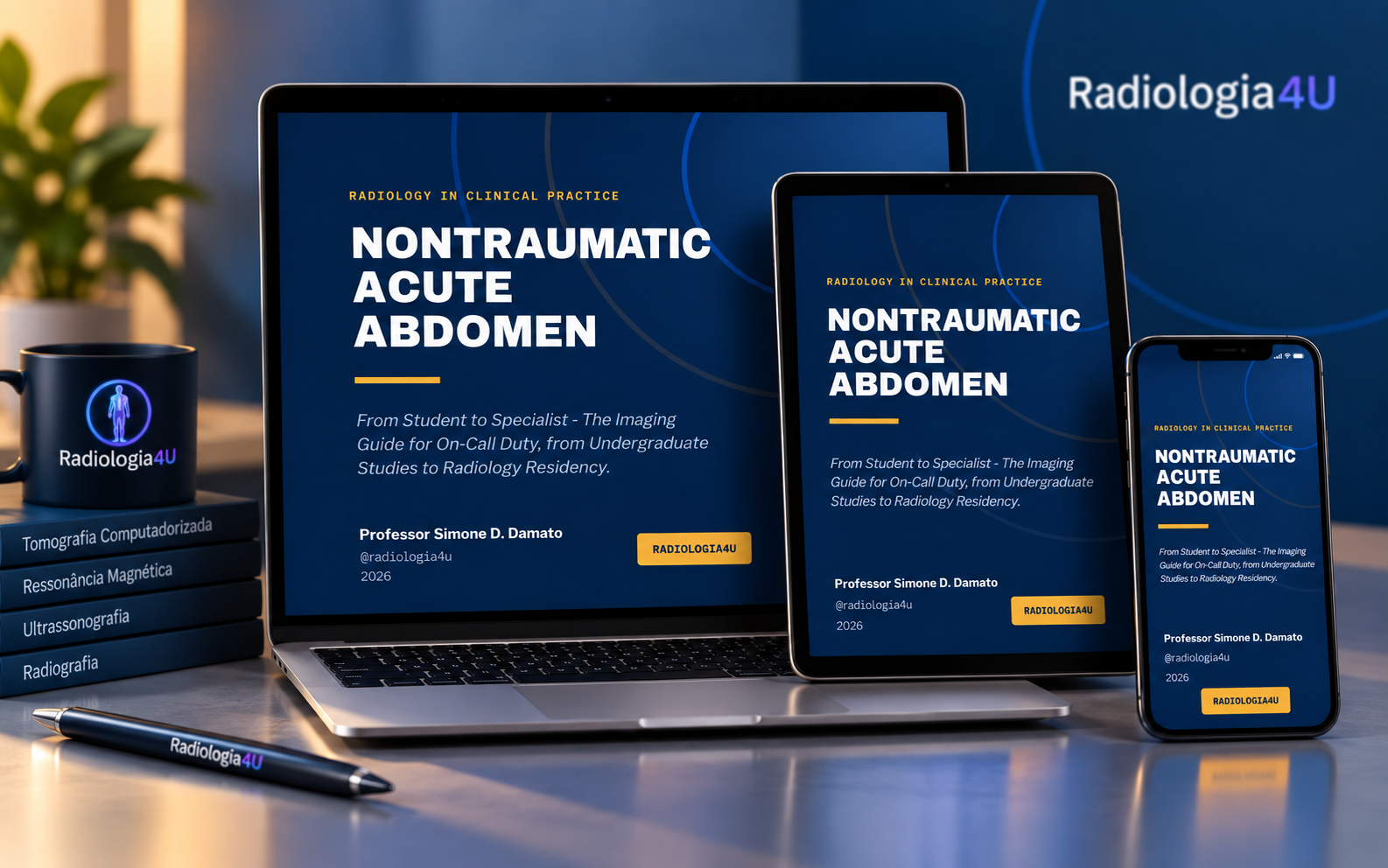 Nontraumatic Acute Abdomen eBook shown on a laptop, tablet, and phone
